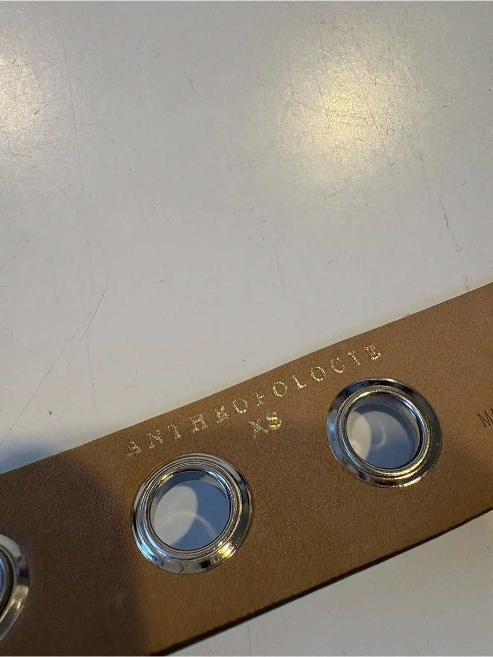 Anthropologie ||  Grommet Moto Belt Olive‎ Green Silver Hardware XS